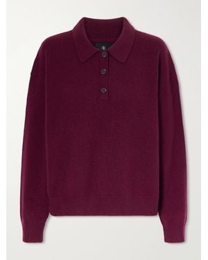 Anine Bing Cashmere Polo Sweater - Purple