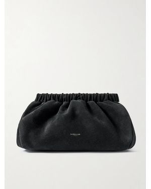 DeMellier The Miami Gathered Suede Clutch - Black