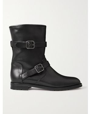 Manolo Blahnik Sulaltra Buckled Leather Ankle Boots - Black