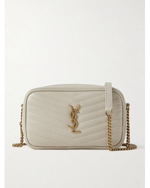 Saint Laurent Lou Mini Matelassé Leather Shoulder Bag - Natural