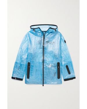 Moncler Genius Landry Hooded Printed Crinkled-Pvc Jacket - Blue