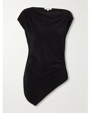 Veronica Beard Yvonne Asymmetric Gathered Crepe De Chine Blouse - Black
