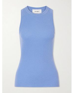 Lisa Yang Amya Ribbed Cotton And Cashmere-Blend Tank Top - Blue