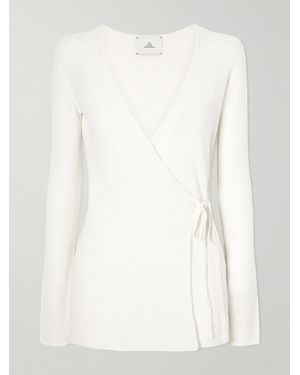 The Elder Statesman Pebble Beth Cashmere And Silk-Blend Wrap Cardigan - White