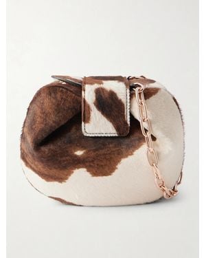 Gabriela Hearst Soft Demi Cow-Print Calf Hair Clutch - Natural