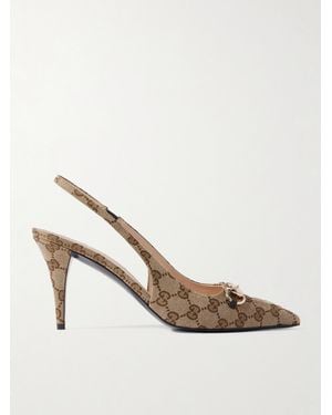 Gucci 85Mm Horsebit-Detail Court Shoes - Brown