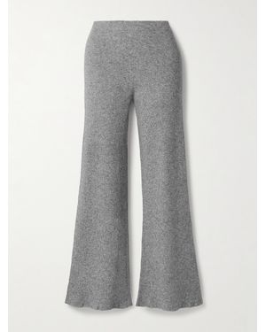 The Elder Statesman Delicash Ribbed Cashmere And Silk-Blend Wide-Leg Pants - Gray