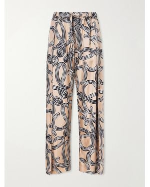 Loewe Paula's Ibiza Printed Mid-Rise Straight-Leg Silk Pants - White