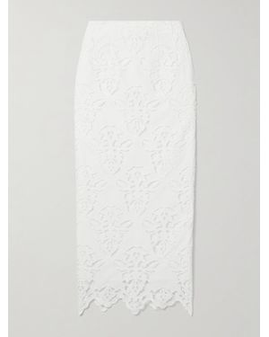 Cara Cara Sienna Broderie Anglaise Cotton-Poplin Midi Skirt - White
