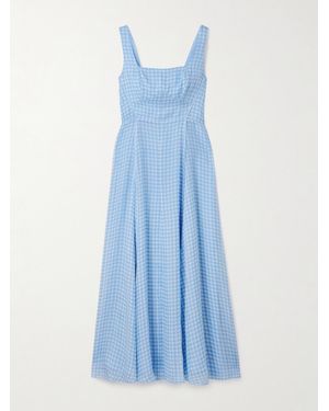 La Ligne Gingham Silk Midi Dress - Blue