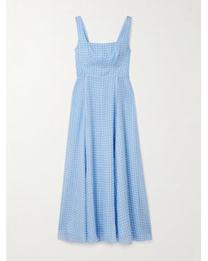 La Ligne Gingham Silk Midi Dress - Blue