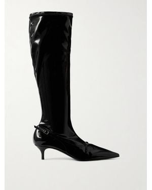 Magda Butrym Buckled Patent-Leather Knee Boots - Black
