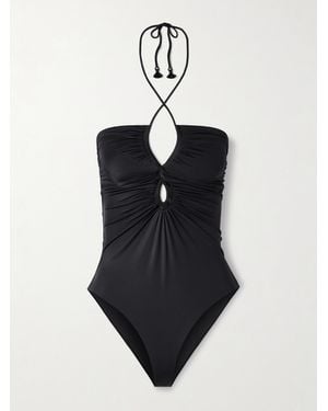 Johanna Ortiz Coral Reef Cutout Twist-Front Recycled Halterneck Swimsuit - Blue