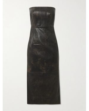 Alex Perry Trägerloses Midikleid Aus Leder - Schwarz