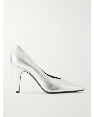 Alaïa 90 Metallic- Leather Pumps - White