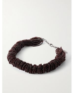 Brunello Cucinelli Silberfarbene Kette Mit Zierperlen - Rot