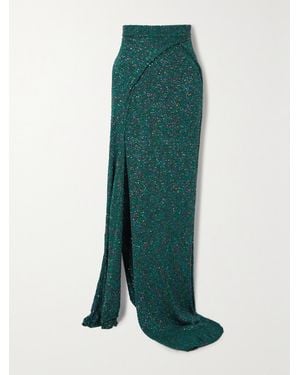 Loewe Knotted Sequined Knitted Skirt - Blue