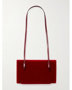 TOTEME Cocktail Leather-Trimmed Velvet Shoulder Bag - Red