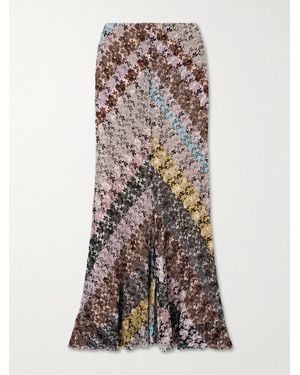 Missoni Maxirock Aus Gestreiftem Metallic-Häkelstrick - Mehrfarbig