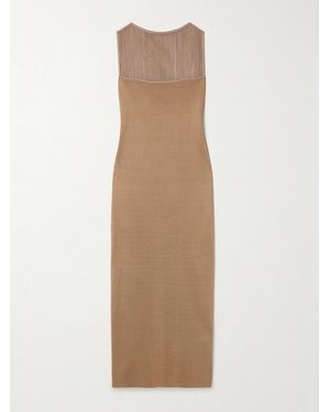KHAITE Ruslan Fringed Knitted Maxi Dress - Natural