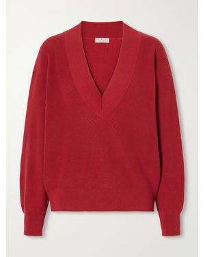 Brunello Cucinelli Ribbed Cotton Sweater - Red