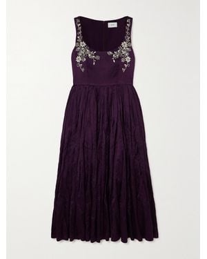 Erdem Embellished Sequined Satin Midi Dress - Purple