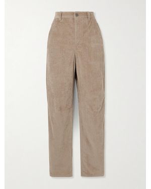 Brunello Cucinelli Striped Cotton-Blend Corduroy Straight-Leg Trousers - Natural