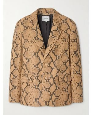 FRAME Blazer En Cuir Effet Serpent - Neutre
