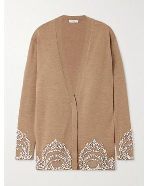 Erdem Cardigan Aus Wolle Mit Kristallen - Natur