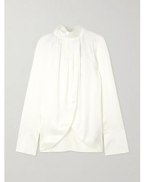 Balmain Draped Silk-Satin Blouse - White