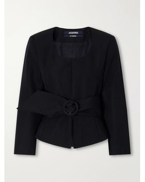 Jacquemus La Veste Miami Belted Wool-Crepe Blazer - Black