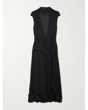 JW Anderson Twisted Gathered Crepe De Chine Maxi Dress - Black