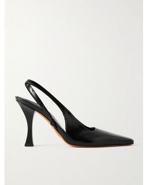 Proenza Schouler Trap Glossed-Leather Slingback Court Shoes - Black