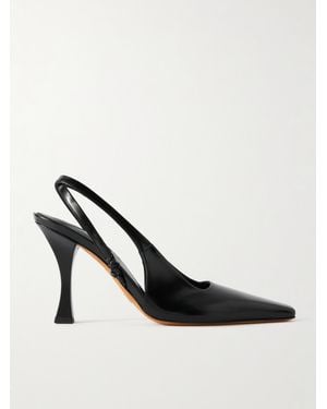 Proenza Schouler Trap Glossed-Leather Slingback Court Shoes - Black