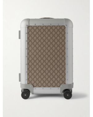 Gucci Fpm Milano Monogrammed Coated-Canvas And Aluminum Suitcase - Gray