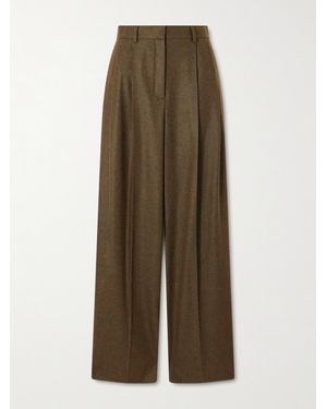 Loro Piana Kurt Pleated Wool And Cashmere-Blend Wide-Leg Trousers - Green