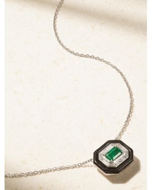 Nikos Koulis Oui 18-Karat, Emerald, Diamond And Enamel Necklace - Natural
