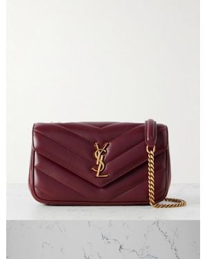 Saint Laurent Loulou Schultertasche Aus Gestepptem Leder - Rot