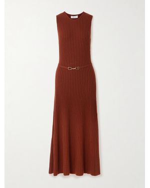 Gabriela Hearst Meier Belted Ribbed Wool And Cashmere-Blend Midi Dress - Red