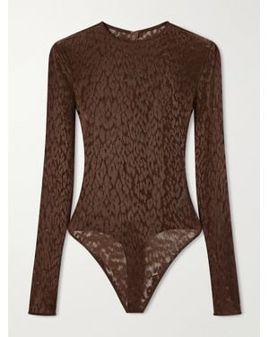 Alex Perry Leopard-Print Stretch-Lace Bodysuit - Brown