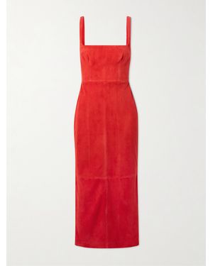 Alex Perry Singlet Midikleid Aus Veloursleder - Rot