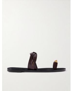 Amanu The Lagos Embellished Woven Leather Sandals - White