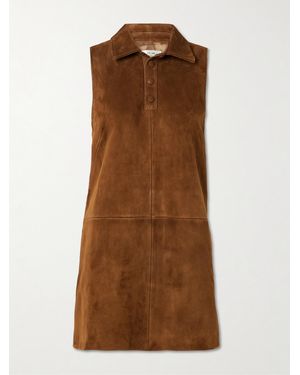 FRAME Panelled Suede Mini Shirt Dress - Brown