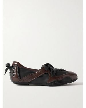 Acne Studios Paneled Smooth And Patent-Leather Sneakers - Black