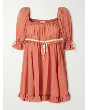 Chloé Gathered Silk-Georgette Mini Dress