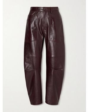 Nili Lotan Shon Leather Barrel-Leg Trousers - Purple