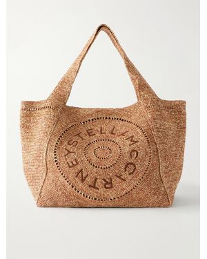 Stella McCartney Logo-Embroidered Raffia Tote Bag - Brown
