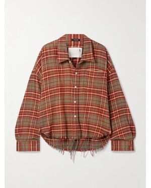 R13 Frayed Checked Cotton-Flannel Shirt - Brown