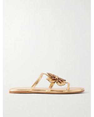 Zimmermann Embellished Metallic Leather Sandals - Natural
