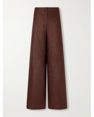 ANDRES OTALORA Salmar Linen-Woven Wide-Leg Pants - Brown